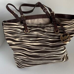 Michael Kors Zebra Pattern Tote in Brown and Cream